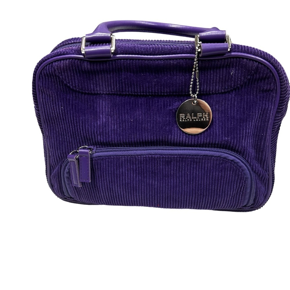 Ralph‎ Lauren Corduroy Purple Purse Cosmetic Travel Bag Preowned